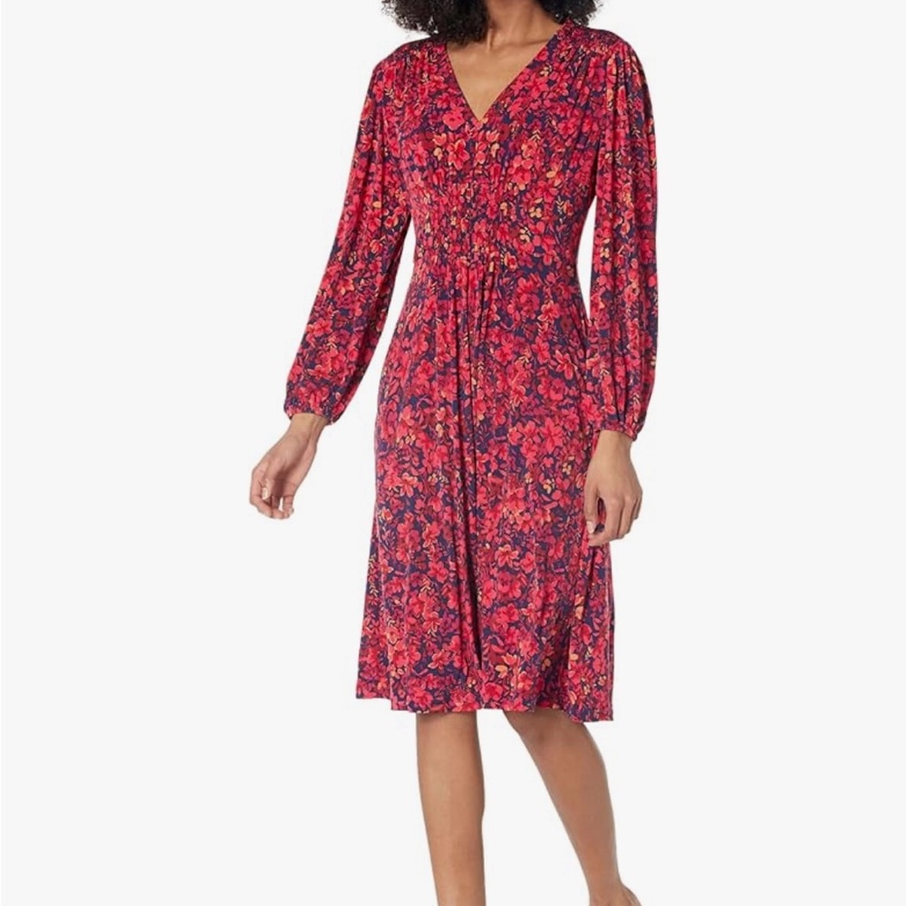 London Times Woman's Smocked Empire Waist Fit and Flare Dress